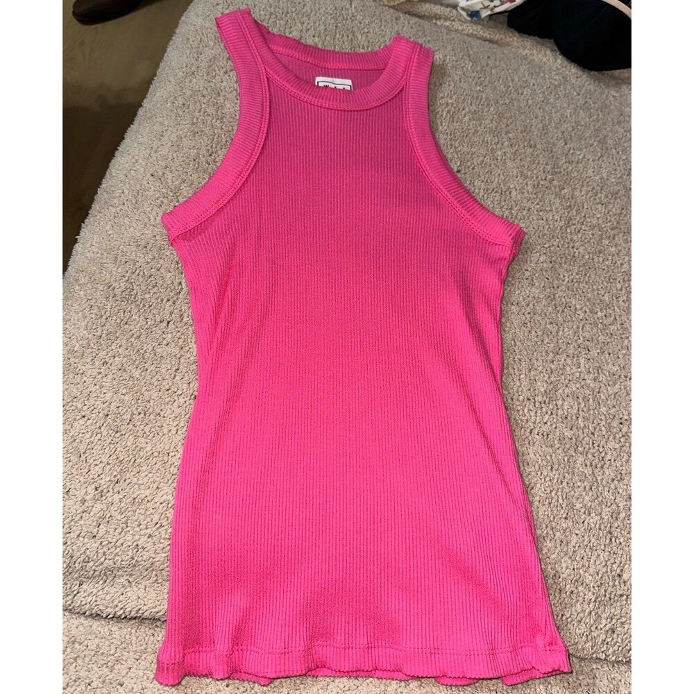 Wesley pink ribbed tank top